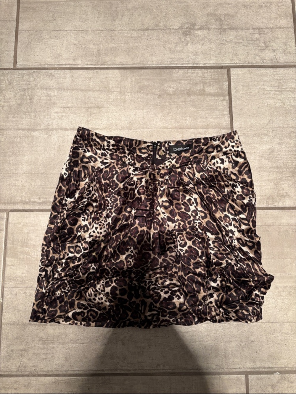 Vintage bebe Leopard-Print Skirt in Brown and Cream